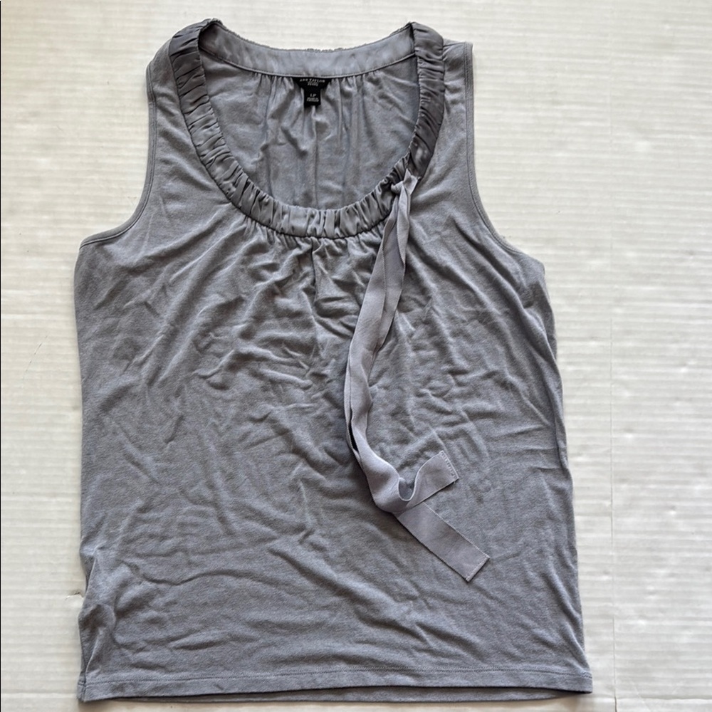 Ann Taylor Light Gray Tank Top with Ribbon Detail